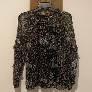 LOFT Black Floral Blouse